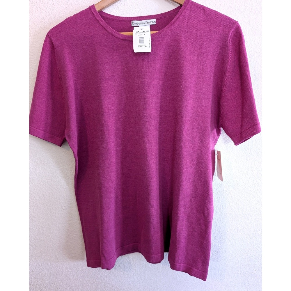 Draper's & Damon's 55% Silk Blend Sweater Top NWT Medium Pink Short Sleeve